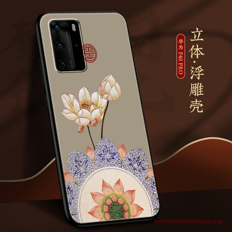 Huawei P40 Pro Zacht Hoesje Telefoon Chinese Stijl All Inclusive Siliconen Schrobben Dun