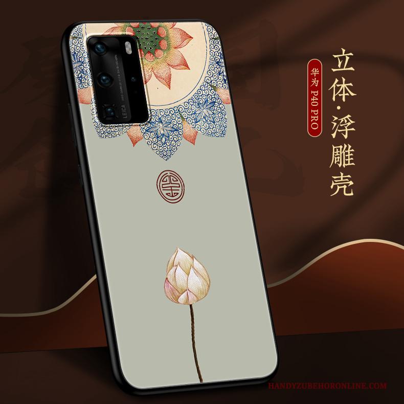 Huawei P40 Pro Zacht Hoesje Telefoon Chinese Stijl All Inclusive Siliconen Schrobben Dun