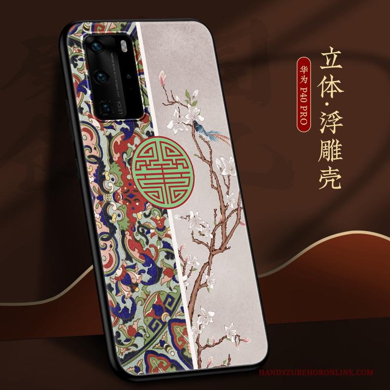 Huawei P40 Pro Zacht Hoesje Telefoon Chinese Stijl All Inclusive Siliconen Schrobben Dun