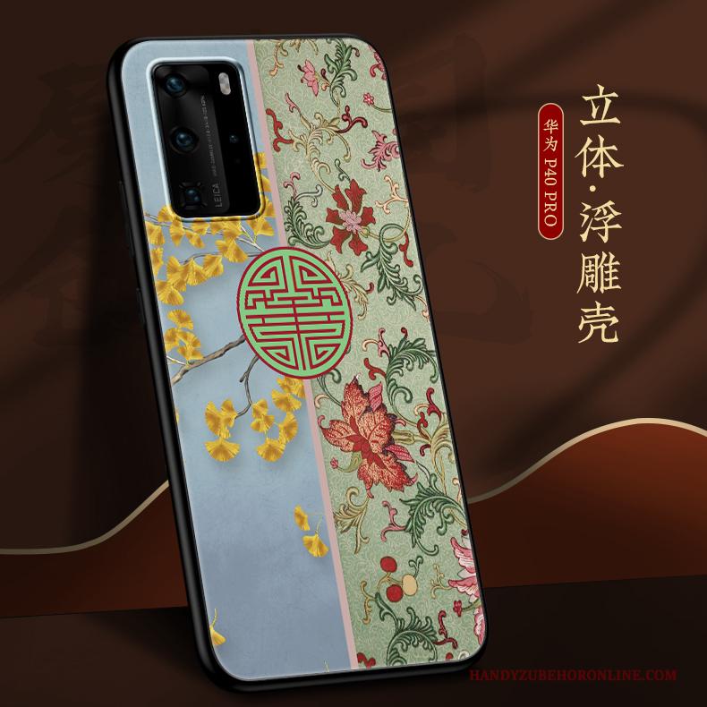 Huawei P40 Pro Zacht Hoesje Telefoon Chinese Stijl All Inclusive Siliconen Schrobben Dun