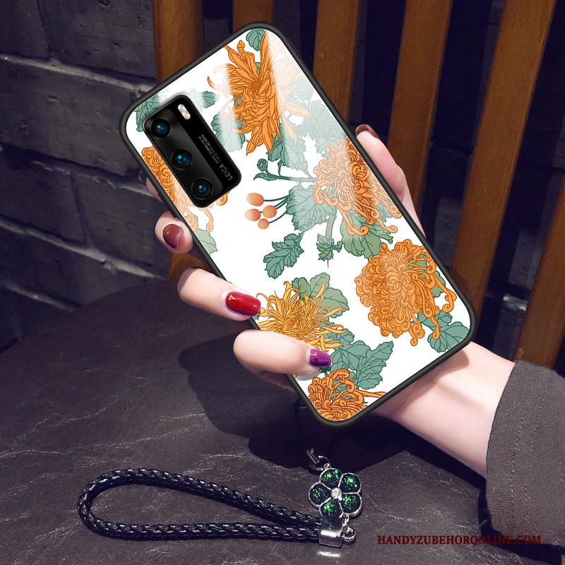 Huawei P40 Vers Zwart Hoesje Telefoon Bescherming Lovers Zonnebloem Vintage