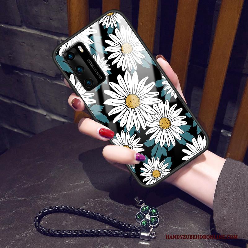 Huawei P40 Vers Zwart Hoesje Telefoon Bescherming Lovers Zonnebloem Vintage