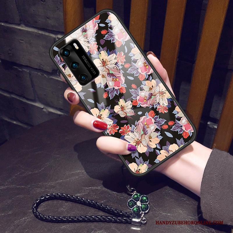 Huawei P40 Vers Zwart Hoesje Telefoon Bescherming Lovers Zonnebloem Vintage