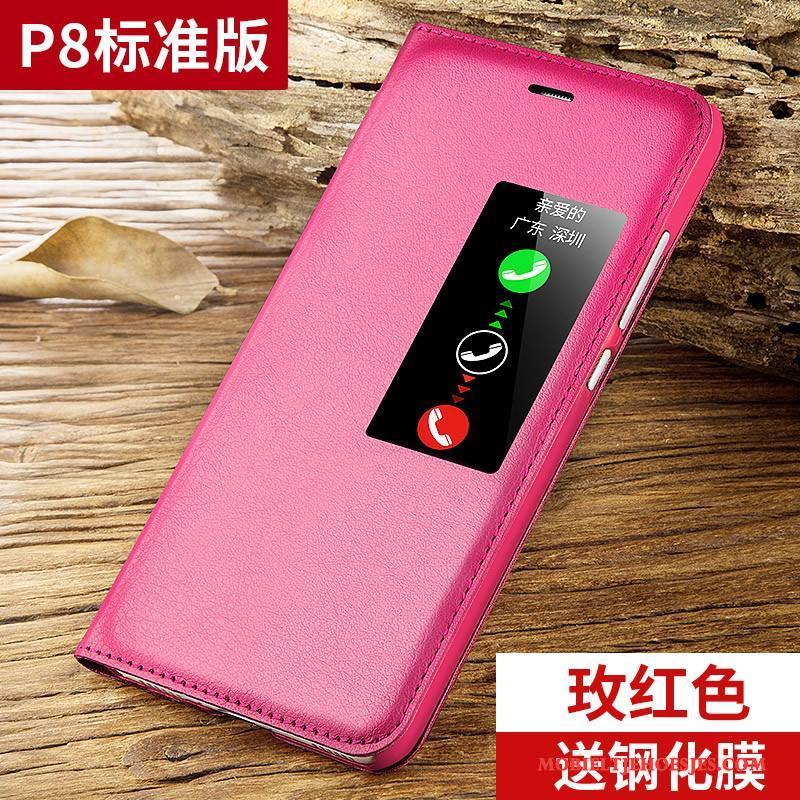 Huawei P8 All Inclusive Hoesje Telefoon Leren Etui Clamshell Anti-fall Hoge Roze