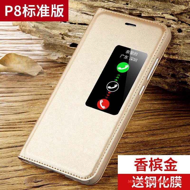Huawei P8 All Inclusive Hoesje Telefoon Leren Etui Clamshell Anti-fall Hoge Roze
