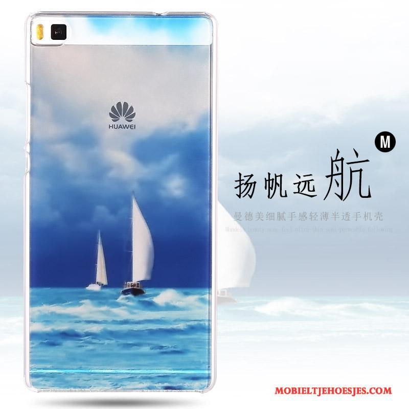 Huawei P8 Geschilderd Hoesje Telefoon Hoge Hard Bescherming Blauw