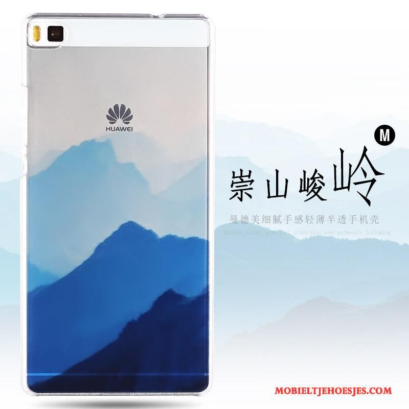 Huawei P8 Geschilderd Hoesje Telefoon Hoge Hard Bescherming Blauw