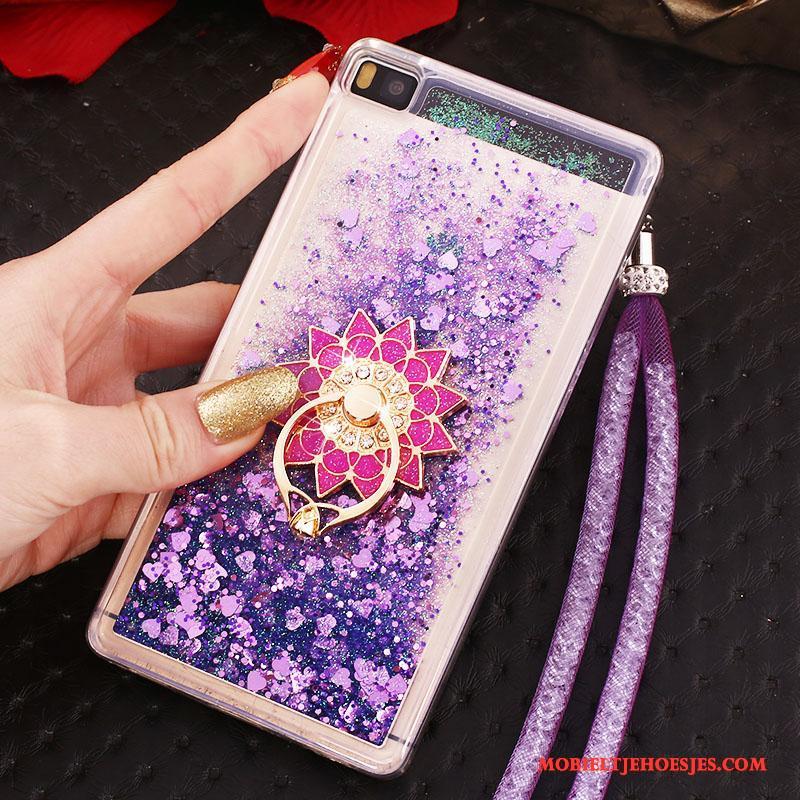 Huawei P8 Hoes Hoge Blauw Met Strass Hoesje Telefoon Bescherming Ring