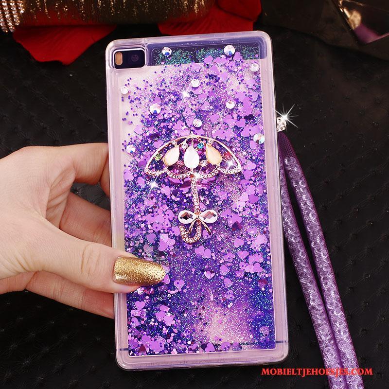 Huawei P8 Hoes Hoge Blauw Met Strass Hoesje Telefoon Bescherming Ring