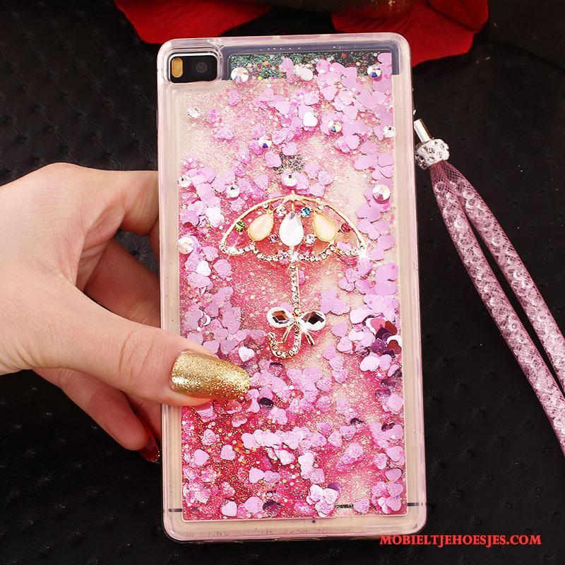 Huawei P8 Hoes Hoge Blauw Met Strass Hoesje Telefoon Bescherming Ring