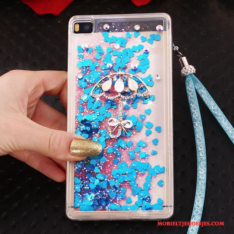 Huawei P8 Hoes Hoge Blauw Met Strass Hoesje Telefoon Bescherming Ring