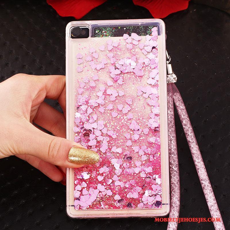 Huawei P8 Hoes Hoge Blauw Met Strass Hoesje Telefoon Bescherming Ring