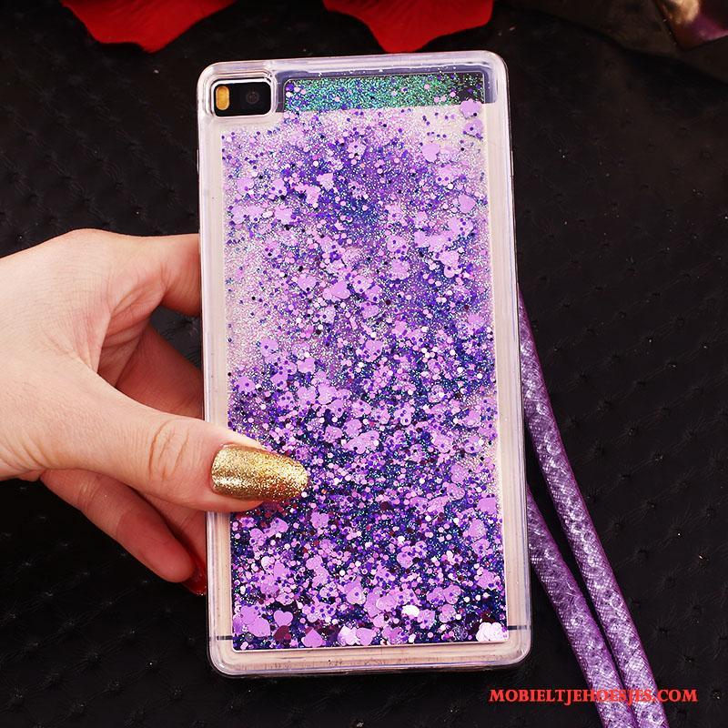 Huawei P8 Hoes Hoge Blauw Met Strass Hoesje Telefoon Bescherming Ring