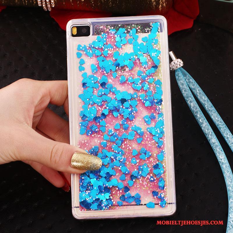 Huawei P8 Hoes Hoge Blauw Met Strass Hoesje Telefoon Bescherming Ring