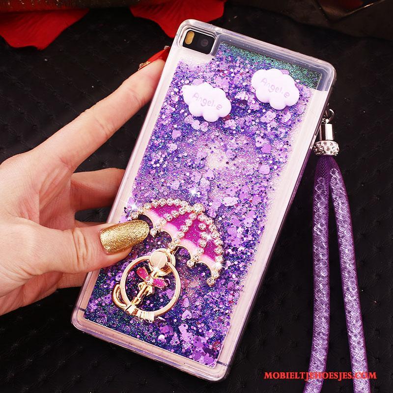 Huawei P8 Hoes Hoge Blauw Met Strass Hoesje Telefoon Bescherming Ring