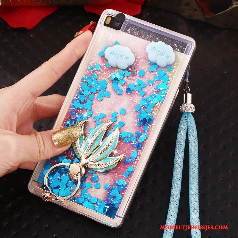 Huawei P8 Hoes Hoge Blauw Met Strass Hoesje Telefoon Bescherming Ring