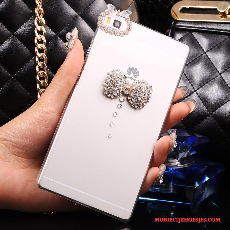 Huawei P8 Lite Hoes Hoesje Zilver Hard Bescherming Met Strass Doorzichtig