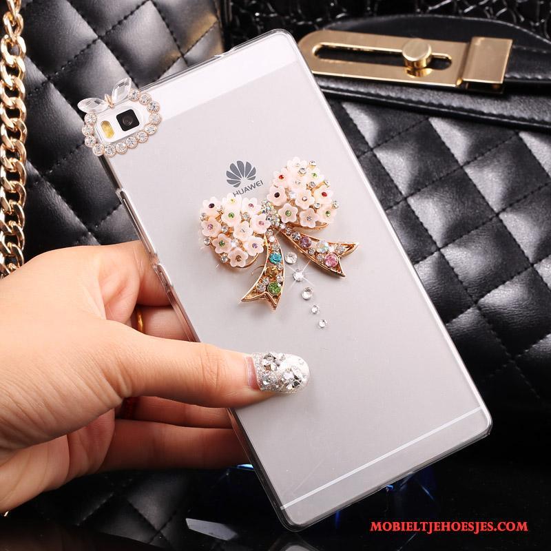 Huawei P8 Lite Hoes Hoesje Zilver Hard Bescherming Met Strass Doorzichtig