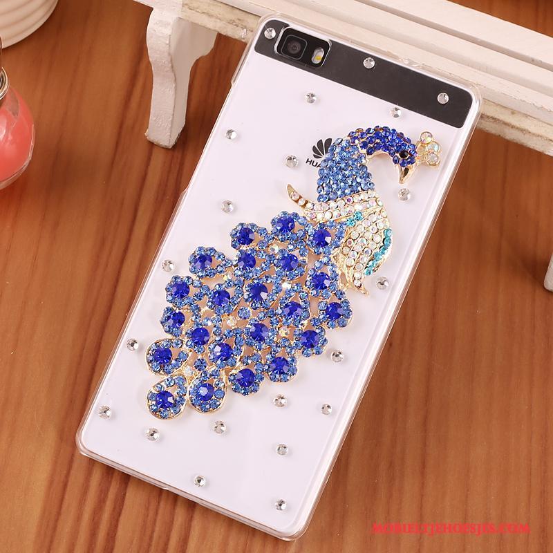 Huawei P8 Lite Hoes Jeugd Blauw Spotprent Bescherming Hoesje Met Strass