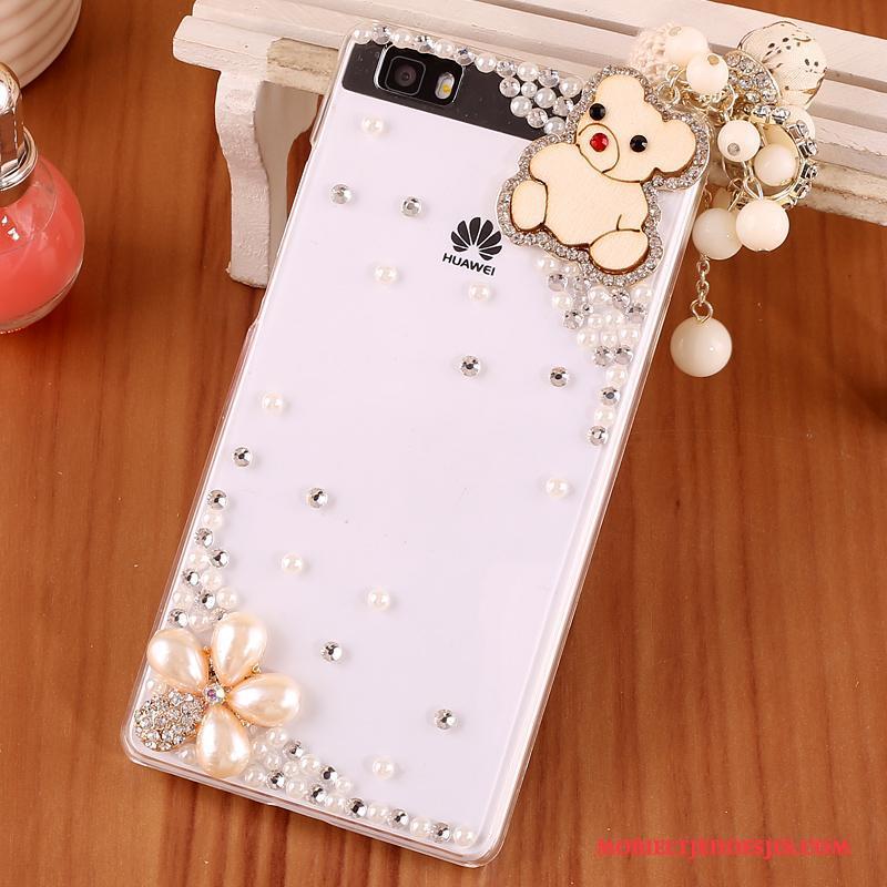 Huawei P8 Lite Hoes Jeugd Blauw Spotprent Bescherming Hoesje Met Strass