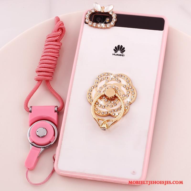 Huawei P8 Lite Hoesje Roze Anti-fall Jeugd Hoes Bescherming Mobiele Telefoon Met Strass