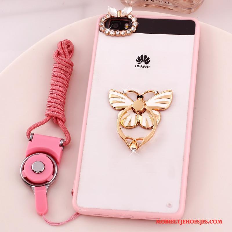 Huawei P8 Lite Hoesje Roze Anti-fall Jeugd Hoes Bescherming Mobiele Telefoon Met Strass