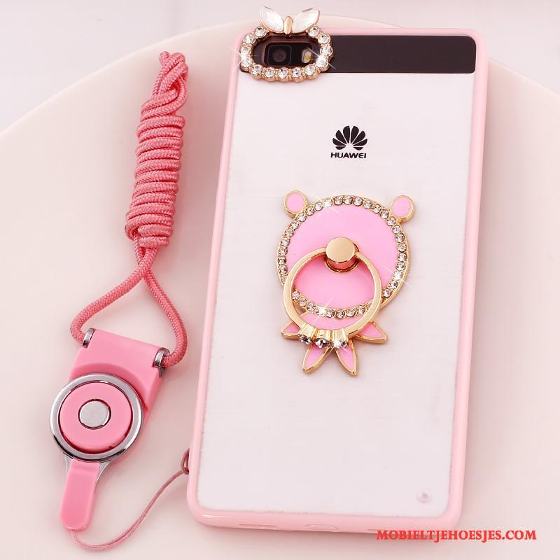 Huawei P8 Lite Hoesje Roze Anti-fall Jeugd Hoes Bescherming Mobiele Telefoon Met Strass