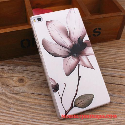 Huawei P8 Lite Hoesje Telefoon Hanger Schrobben Hard Mobiele Telefoon Roze Reliëf