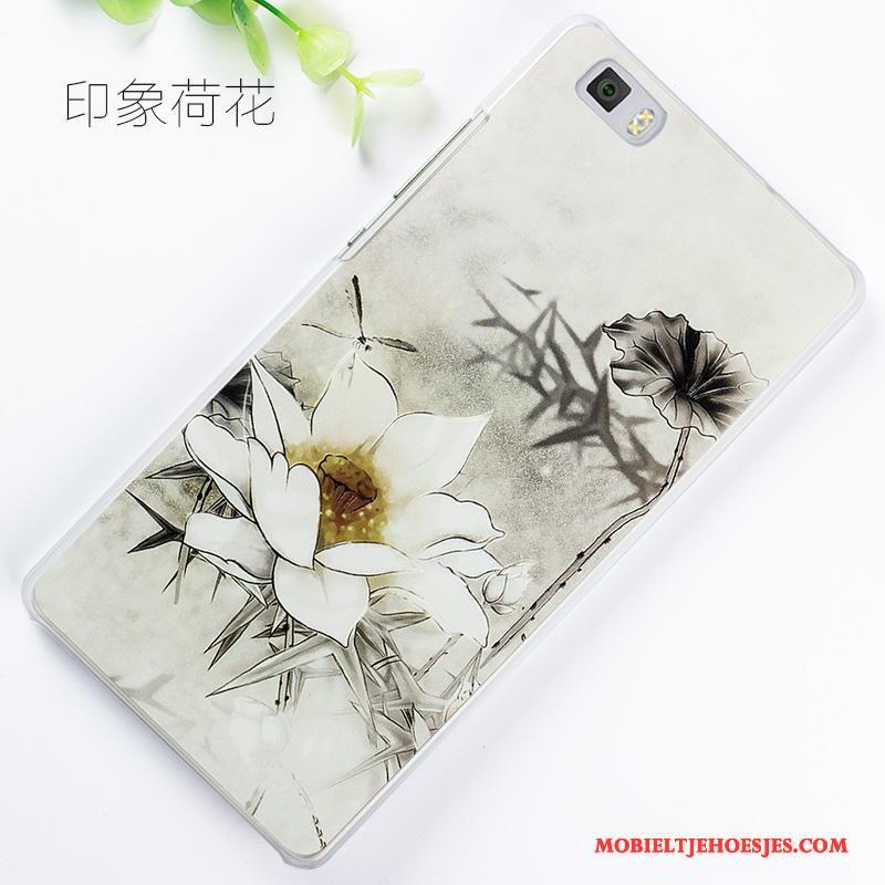 Huawei P8 Lite Hoesje Telefoon Jeugd Reliëf Bescherming Geschilderd Grijs