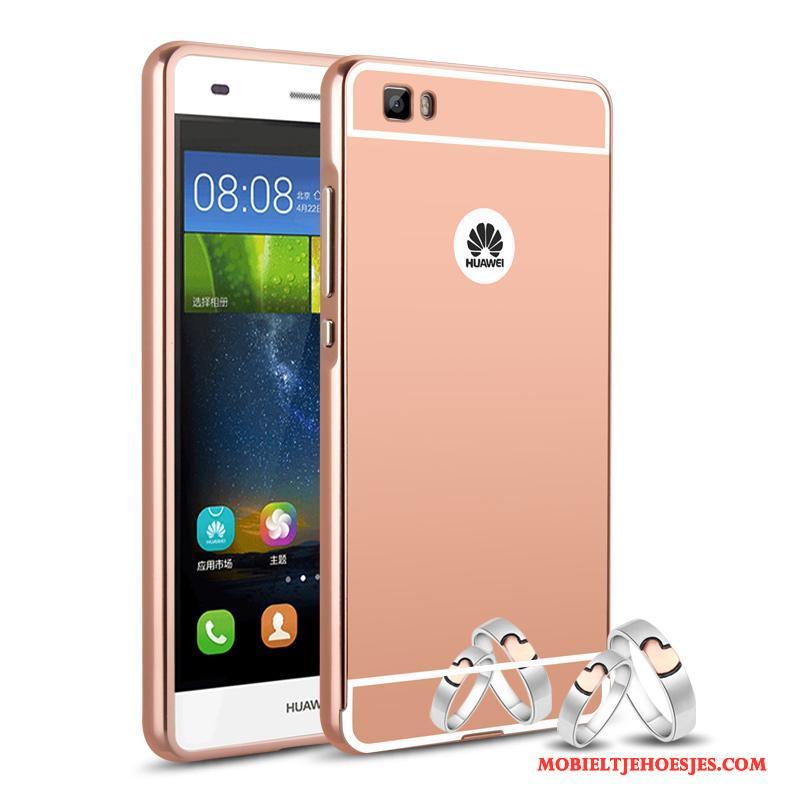 Huawei P8 Lite Metaal Hoesje Telefoon Hard Omlijsting Jeugd Roze Trend