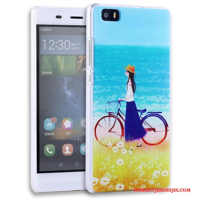 Huawei P8 Lite Reliëf Bescherming Jeugd Roze Hoes Hoesje Telefoon