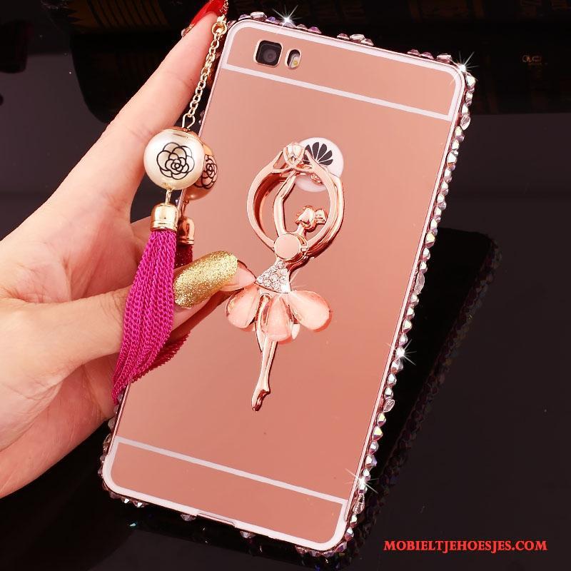 Huawei P8 Lite Roze Mini Jeugd Hoesje Spiegel Mobiele Telefoon Achterklep
