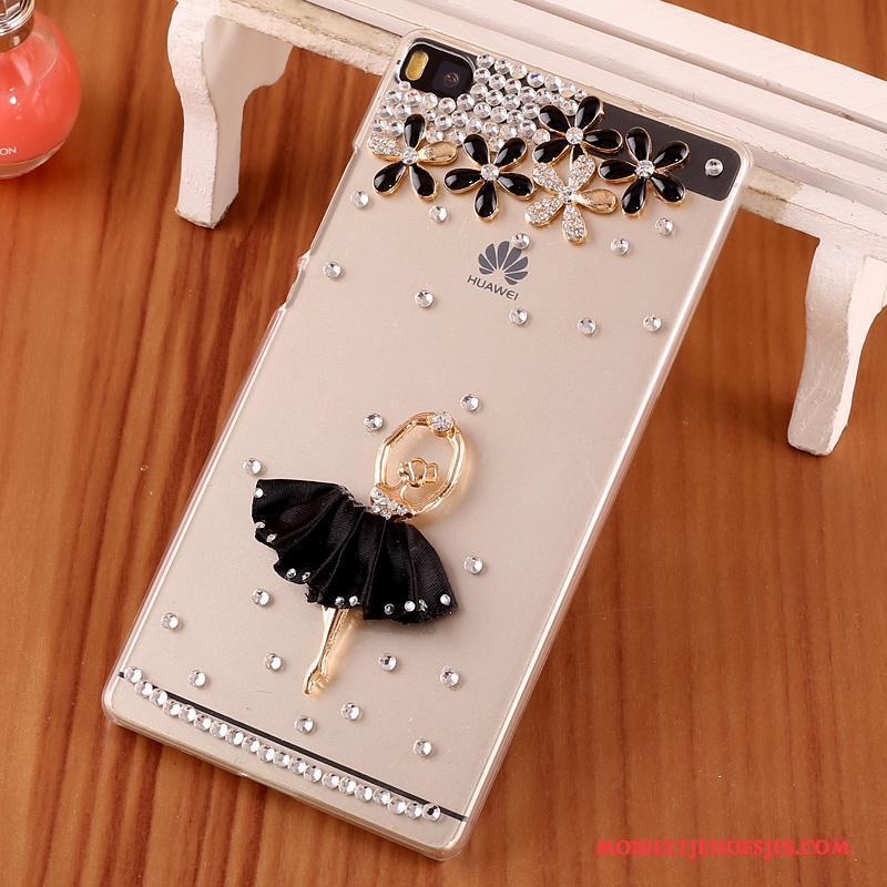 Huawei P8 Met Strass Hoes Hard Zwart Hoesje Telefoon Bescherming