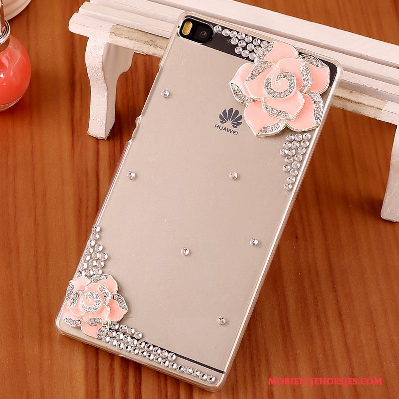 Huawei P8 Met Strass Hoes Hard Zwart Hoesje Telefoon Bescherming