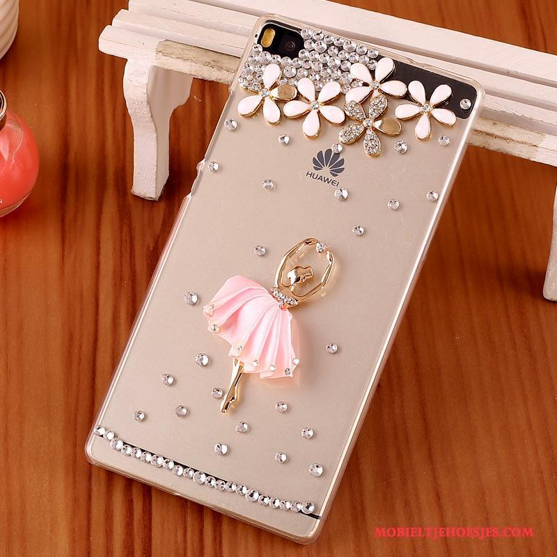 Huawei P8 Met Strass Hoes Hard Zwart Hoesje Telefoon Bescherming