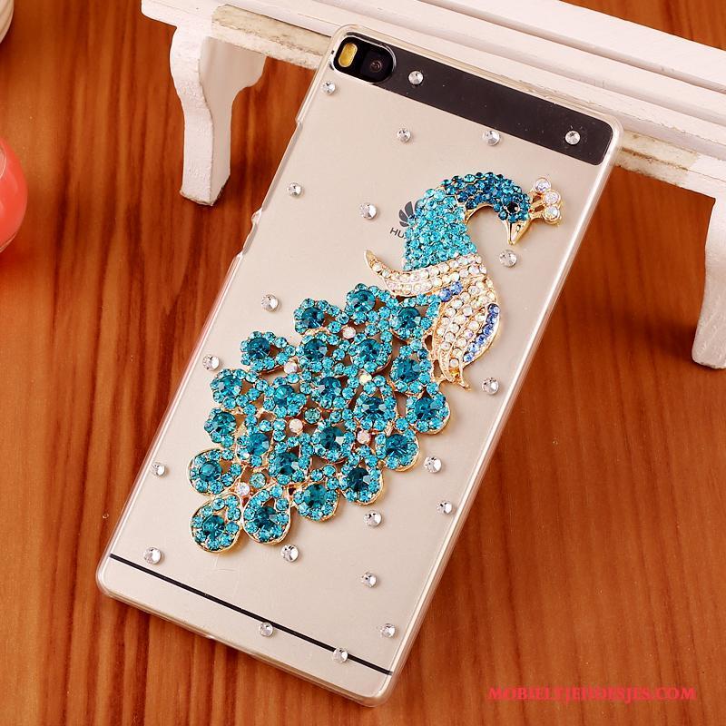 Huawei P8 Met Strass Hoes Hard Zwart Hoesje Telefoon Bescherming