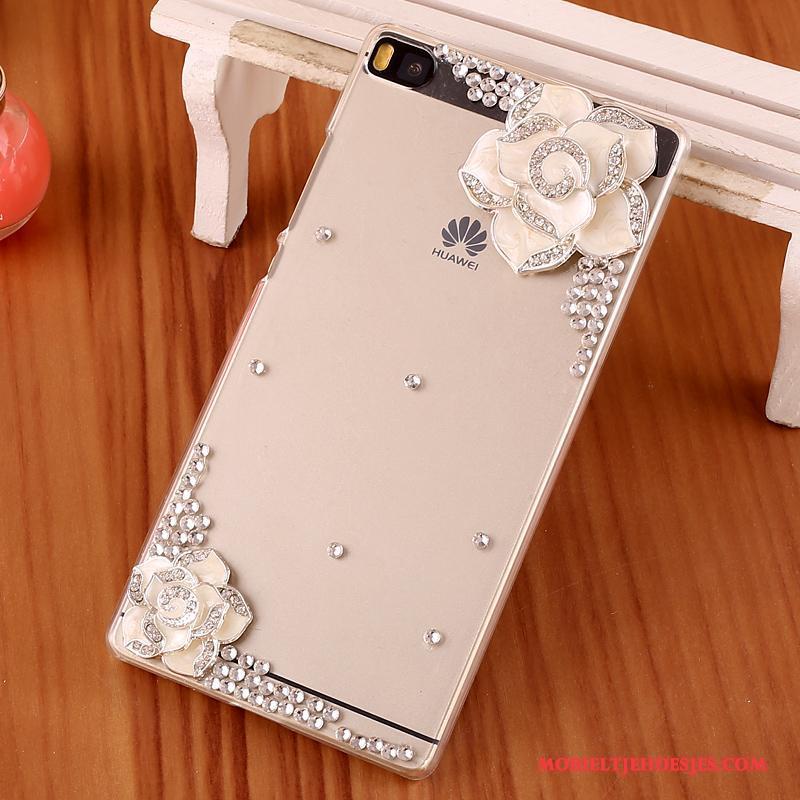 Huawei P8 Met Strass Hoes Hard Zwart Hoesje Telefoon Bescherming