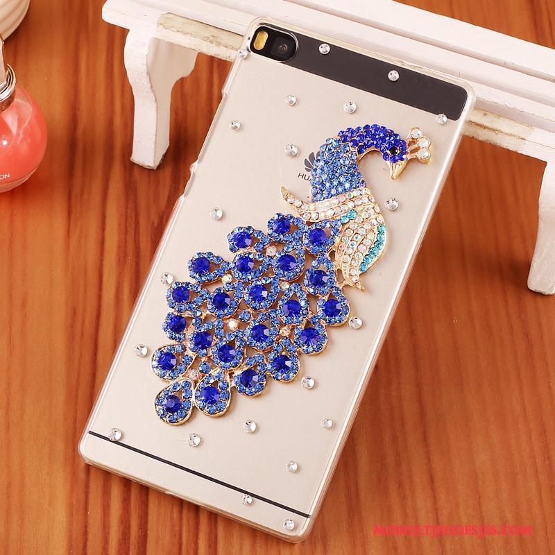 Huawei P8 Met Strass Hoes Hard Zwart Hoesje Telefoon Bescherming