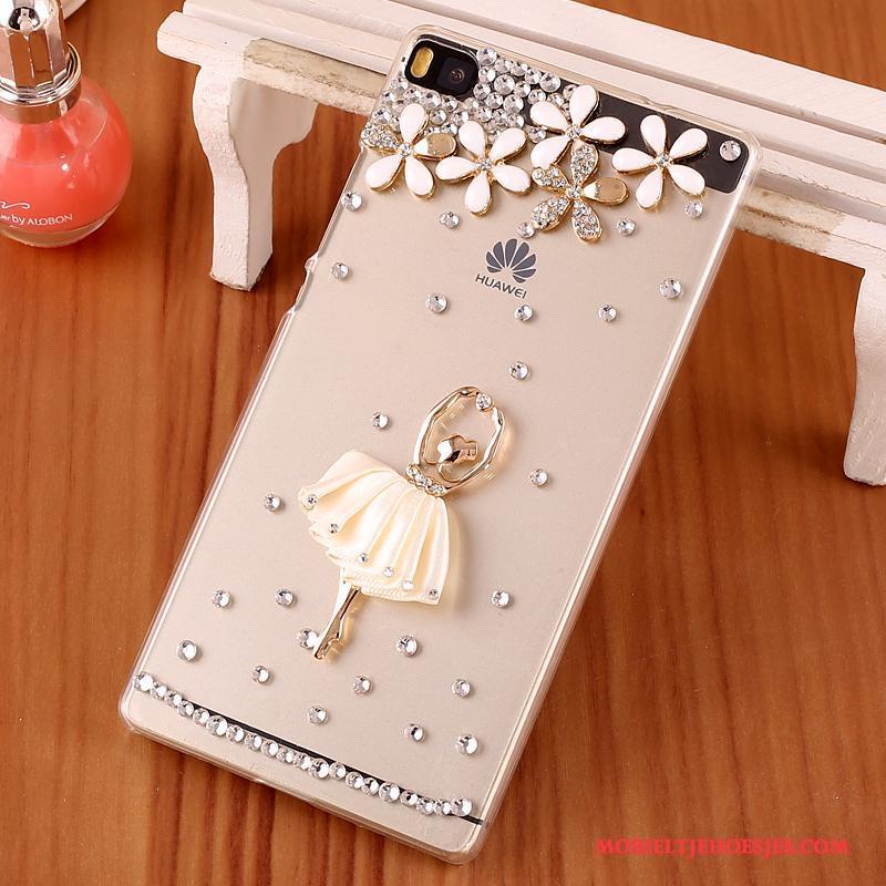 Huawei P8 Met Strass Hoes Hard Zwart Hoesje Telefoon Bescherming