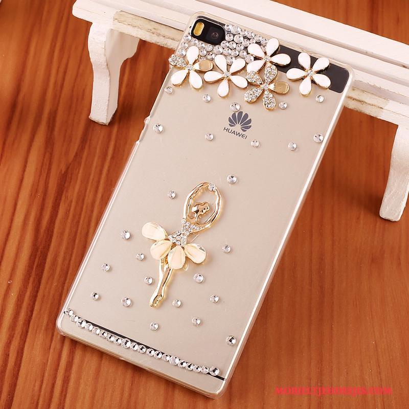 Huawei P8 Met Strass Hoes Hard Zwart Hoesje Telefoon Bescherming