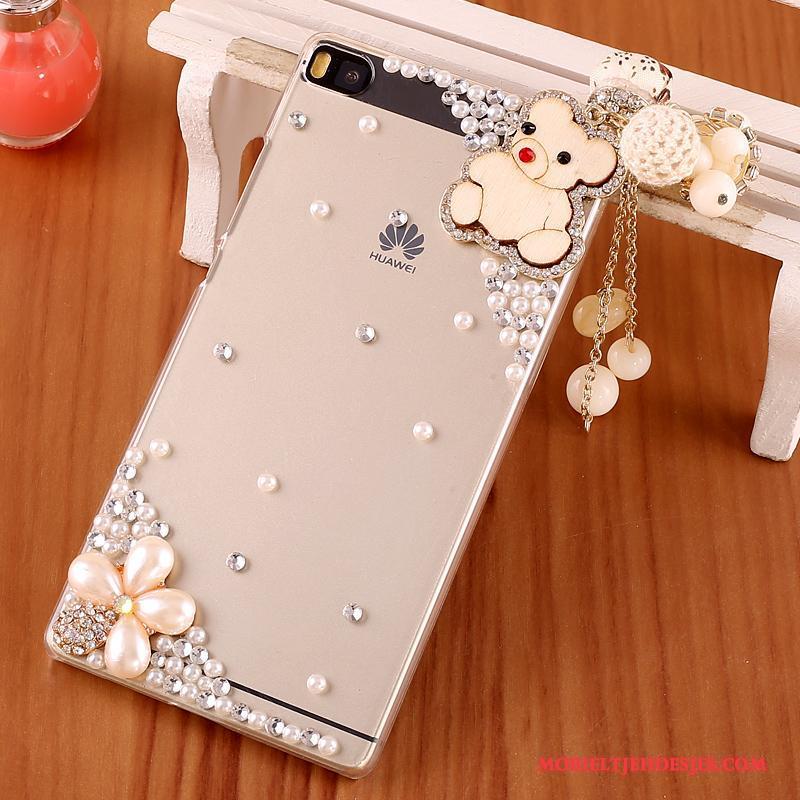 Huawei P8 Met Strass Hoes Hard Zwart Hoesje Telefoon Bescherming