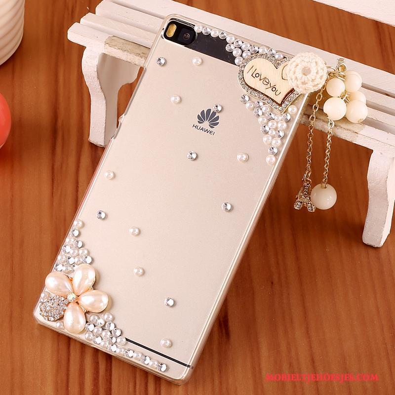 Huawei P8 Met Strass Hoes Hard Zwart Hoesje Telefoon Bescherming