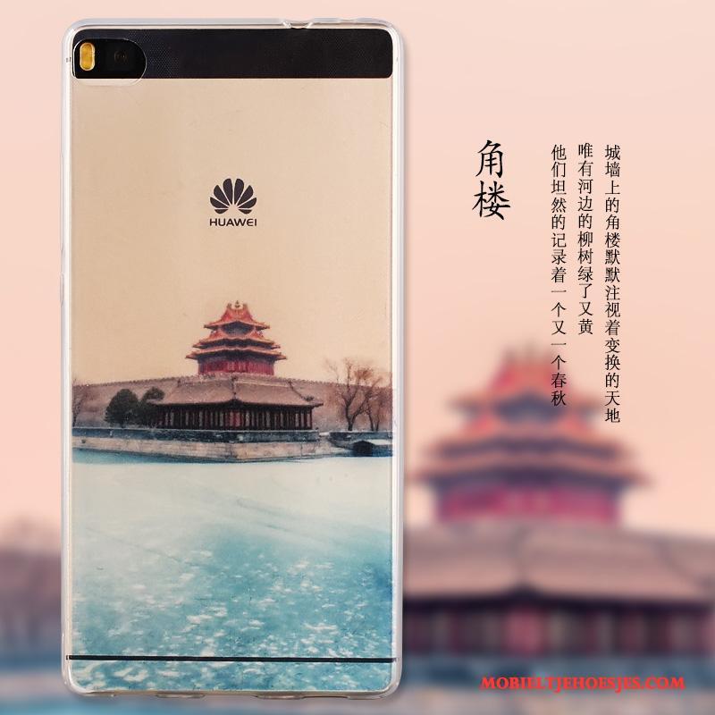 Huawei P8 Zacht Hoes Hoesje Geschilderd Hoge Bescherming Blauw