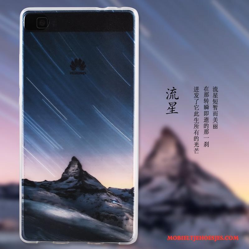 Huawei P8 Zacht Hoes Hoesje Geschilderd Hoge Bescherming Blauw