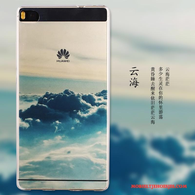 Huawei P8 Zacht Hoes Hoesje Geschilderd Hoge Bescherming Blauw