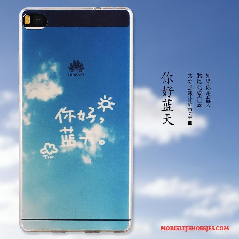 Huawei P8 Zacht Hoes Hoesje Geschilderd Hoge Bescherming Blauw