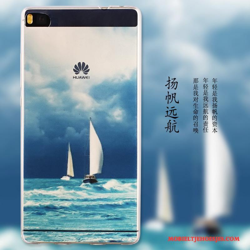 Huawei P8 Zacht Hoes Hoesje Geschilderd Hoge Bescherming Blauw