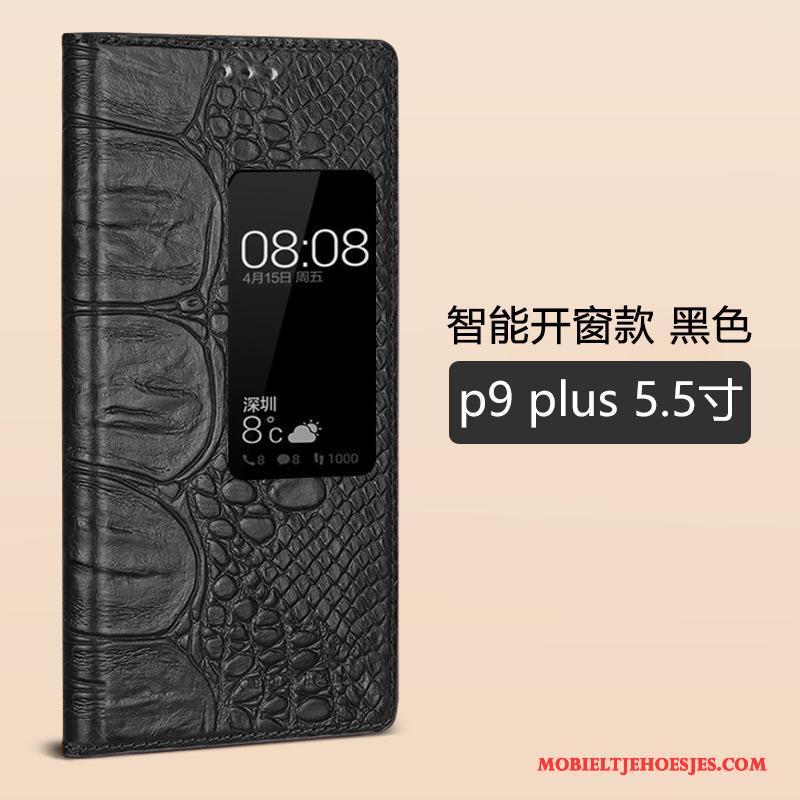 Huawei P9 Anti-fall Bescherming Hoesje Telefoon Mobiele Telefoon Leren Etui Wijnrood Winterslaap
