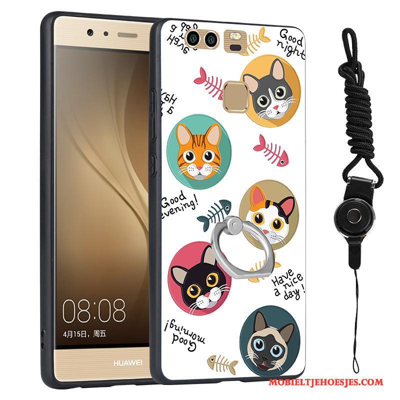 Huawei P9 Anti-fall Reliëf Hanger Trend Hoes Hoesje Telefoon Roze