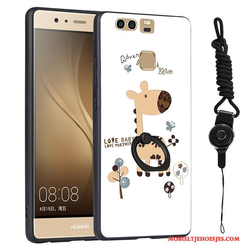 Huawei P9 Anti-fall Reliëf Hanger Trend Hoes Hoesje Telefoon Roze